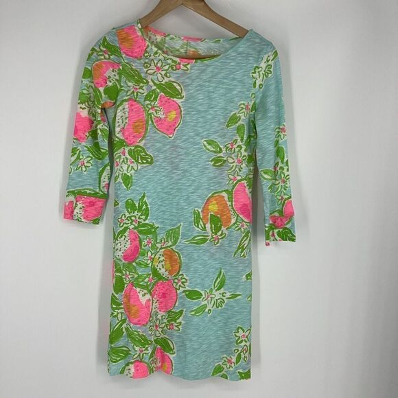 Lilly Pulitzer Marlowe Dress Size XXS Blue Pink 3/4 Sleeve Boho Floral Print - Picture 1 of 8